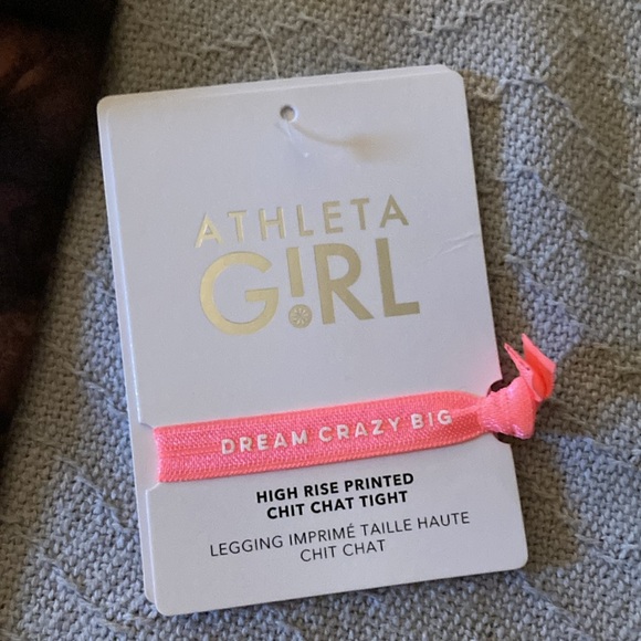 NWT Athleta Girls High Rise Printed Chit Chat Tight Legging Size XL 14 - Picture 3 of 4